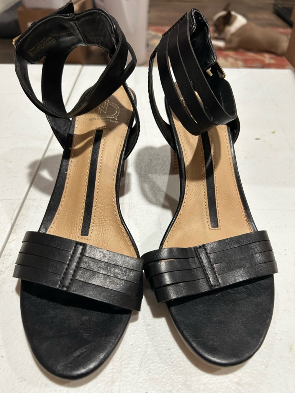 new directions Black Strappy Ankle-Wrap Heels